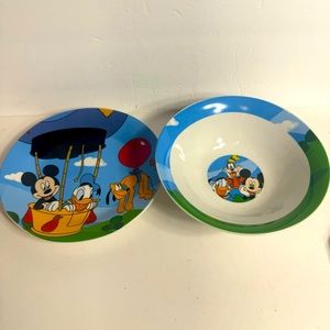 Pre-owned Disney Mickey Mouse Clubhousr. 2 Piece Ceramic Dinnerware Set.